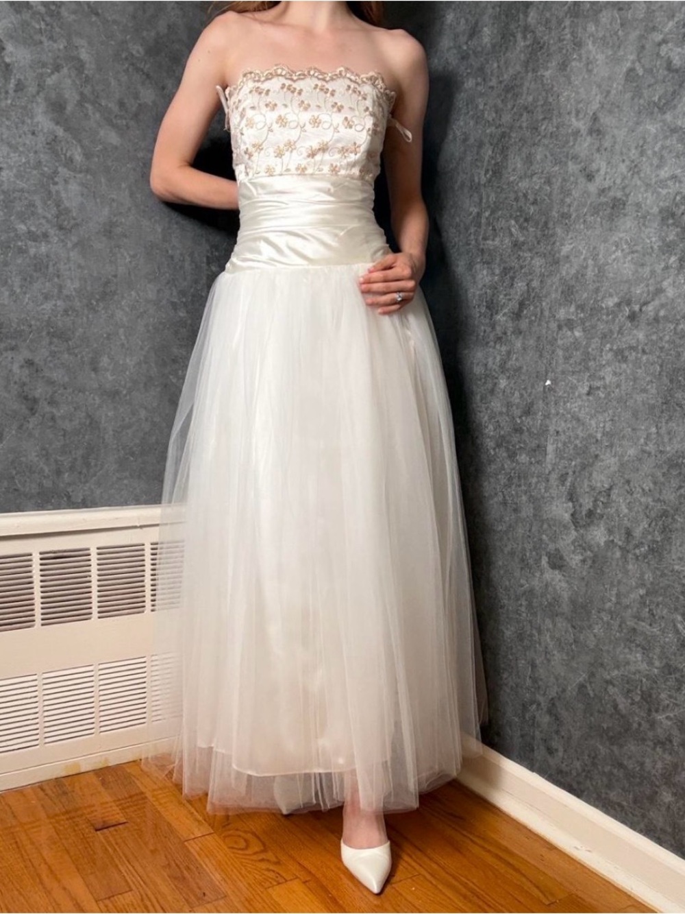 Vintage 1990s Gunne Sax Tea Length
Tulle Wedding Dress